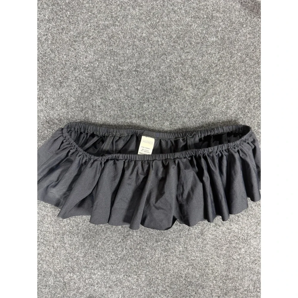 L*Space Bikini Top Womens XS Black Ruffled Bandeau Swimwear